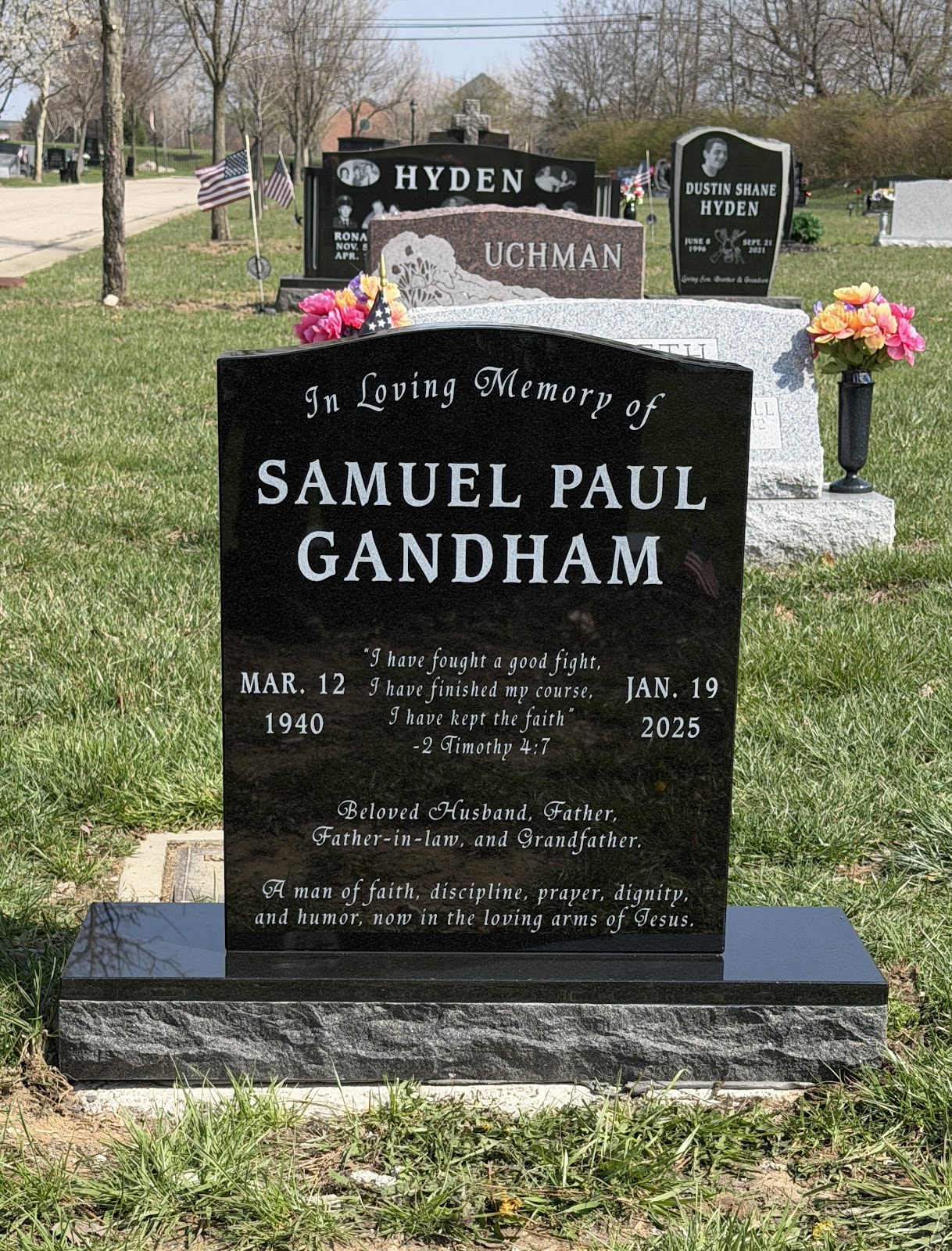 Rose Hill Cemetery headstone and grounds