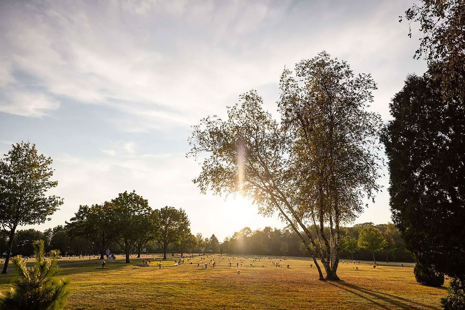 Sky-View Memorial Park cemetery grounds and headstones