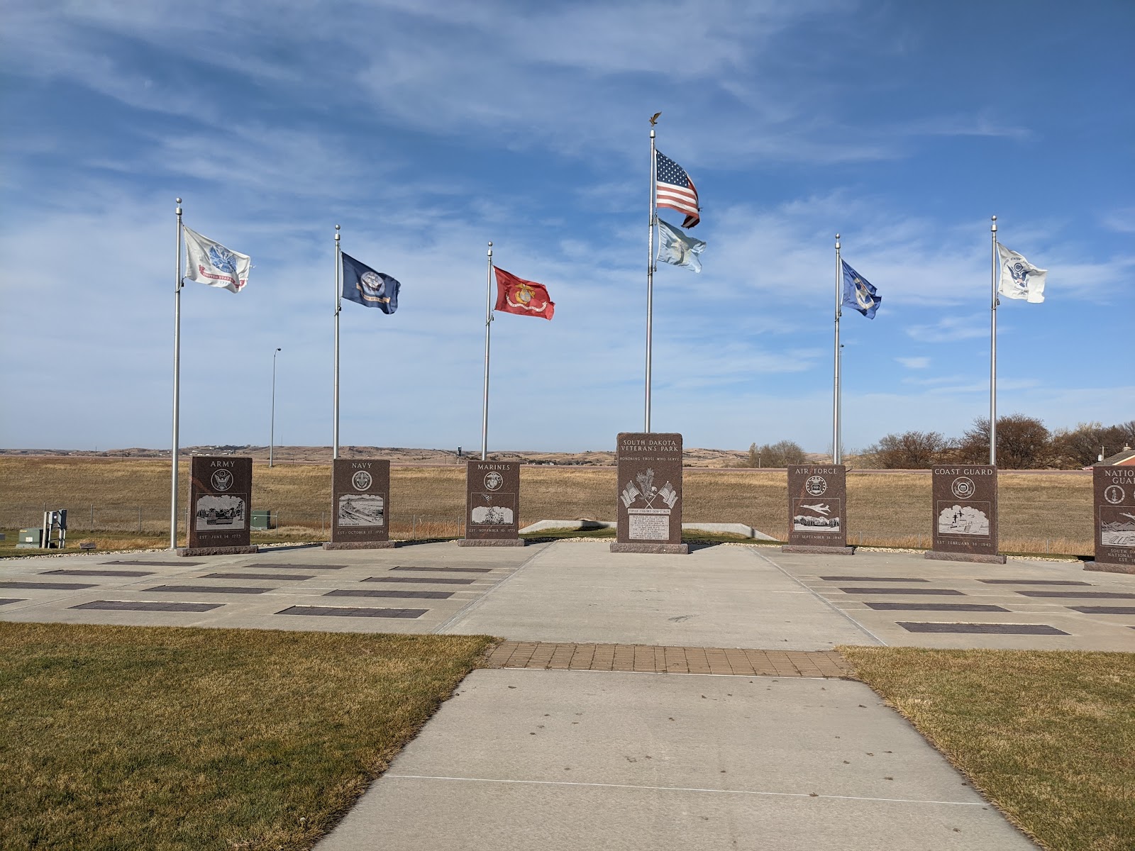 South Dakota Veterans Park cemetery grounds and headstones