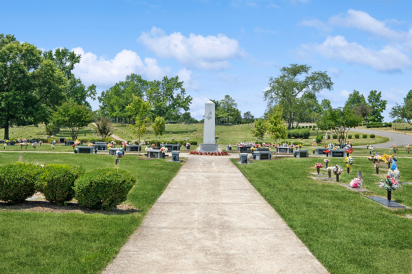 Stonewall Memory Gardens cemetery grounds and headstones
