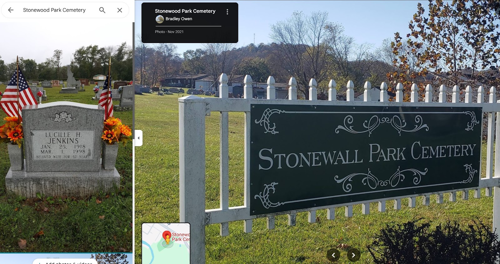 Stonewall Park Cemetery cemetery grounds and headstones