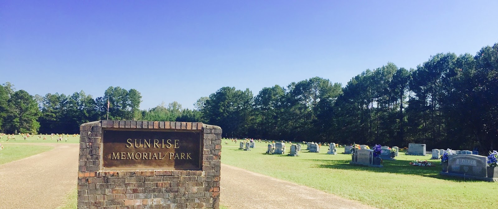 Sunrise Memorial Park cemetery grounds and headstones