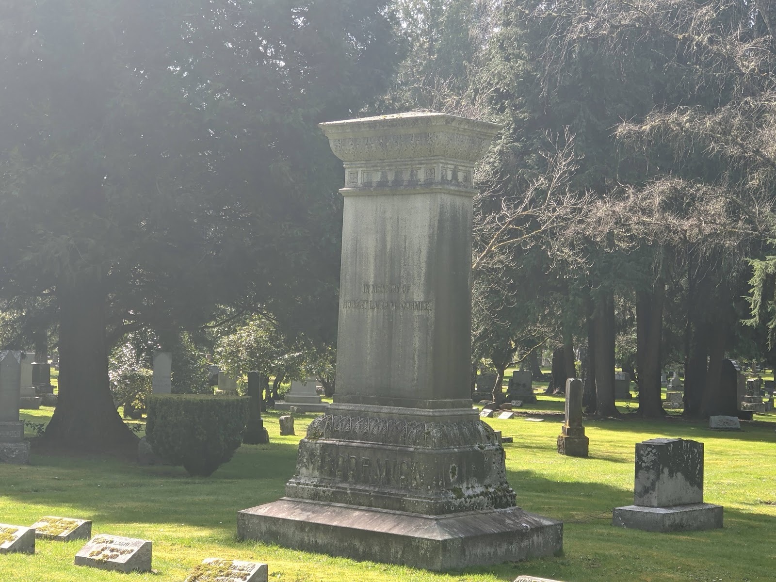 Tacoma Cemetery headstone and grounds