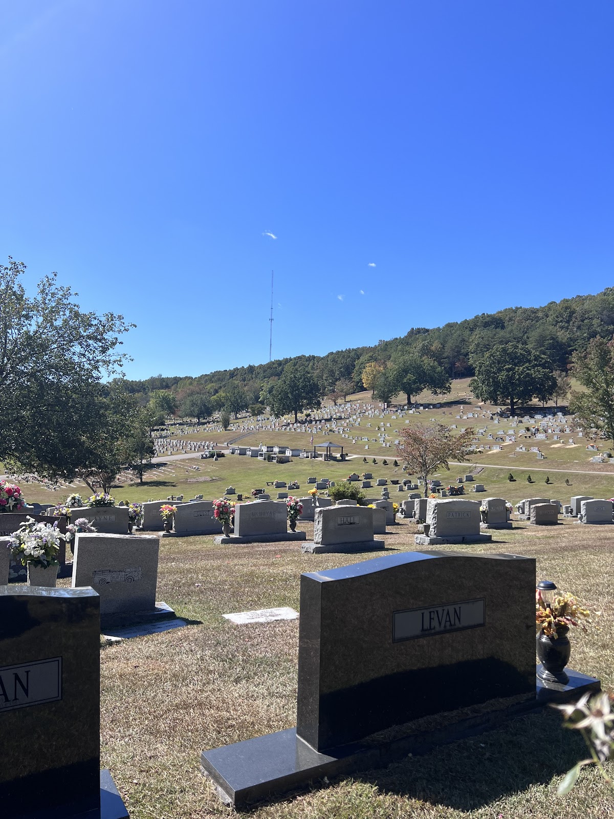 Tennessee Georgia Memorial Park cemetery grounds and headstones