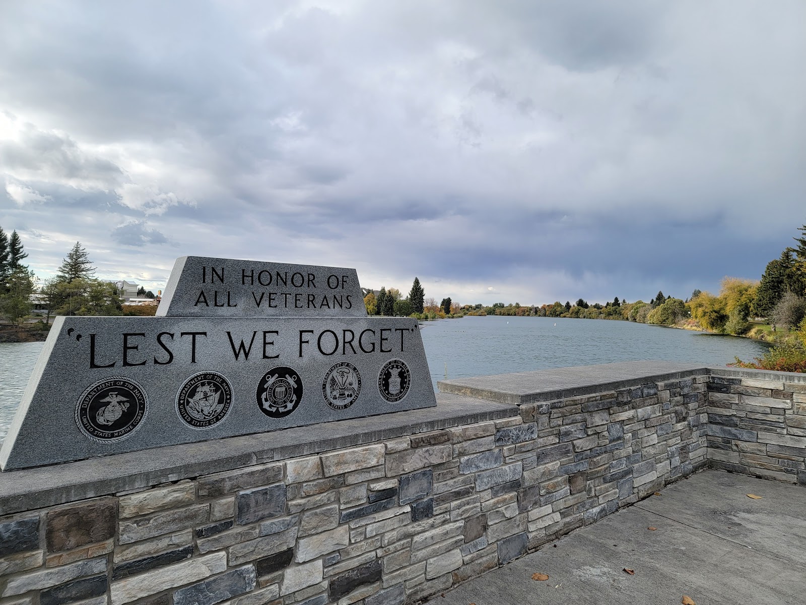 Veterans War Memorial cemetery grounds and headstones
