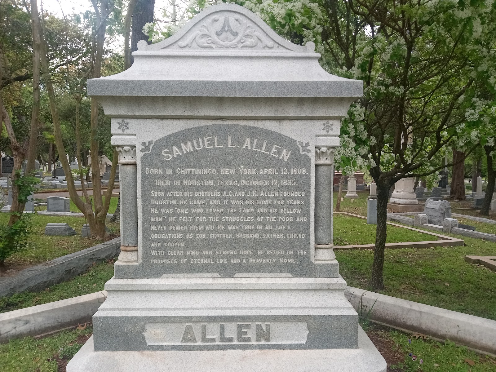 Washington Cemetery headstone and grounds