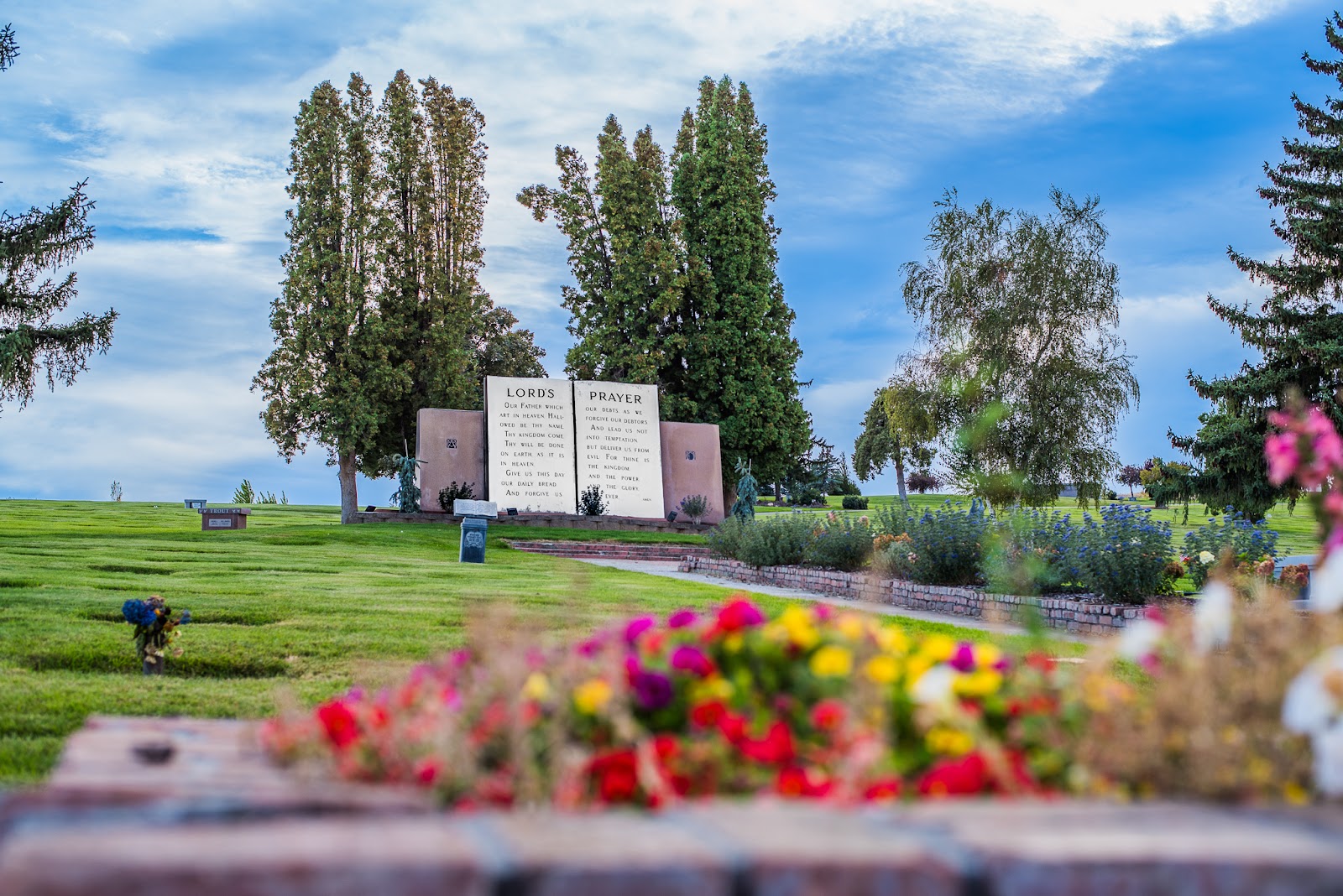 West Hills Memorial Park cemetery grounds and headstones
