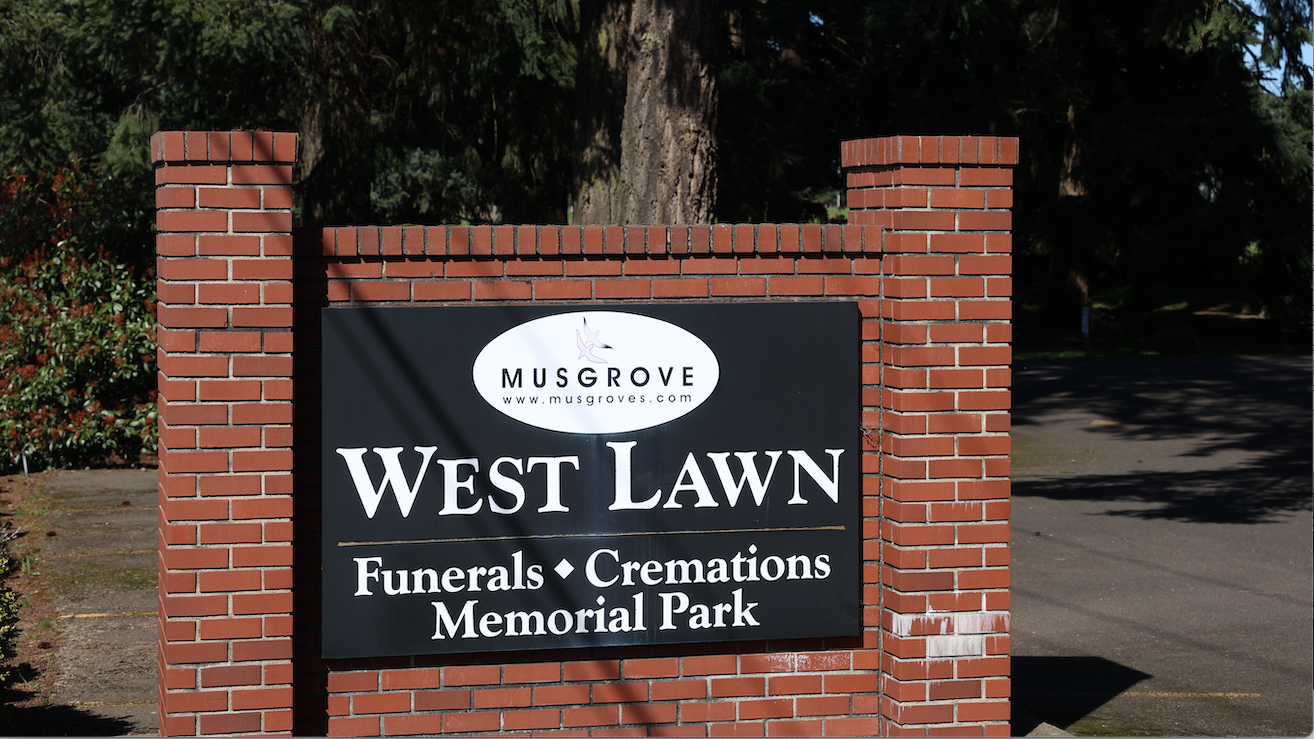 West Lawn Memorial Park cemetery grounds and headstones