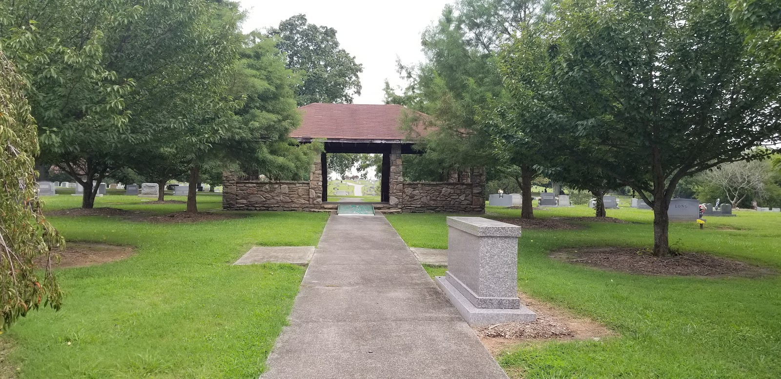 Woodland Cemetery headstone and grounds