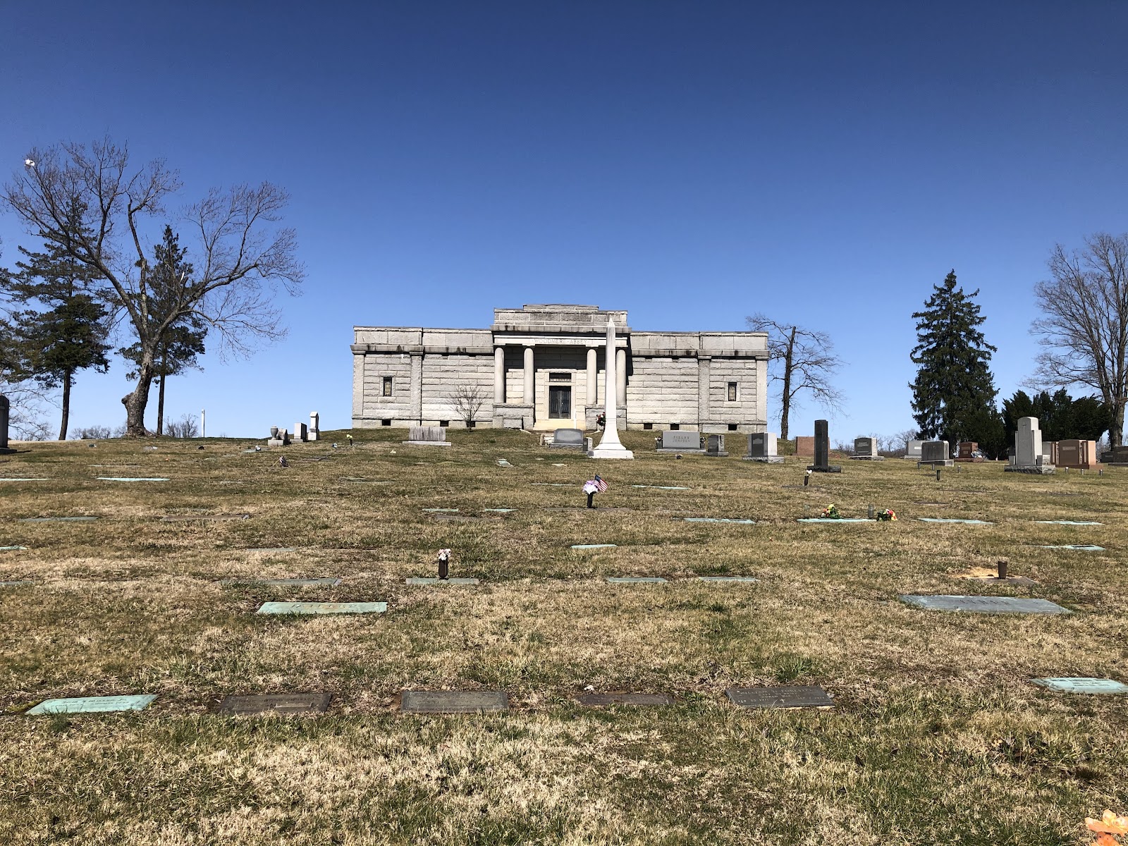 Woodmere Memorial Park headstone and grounds