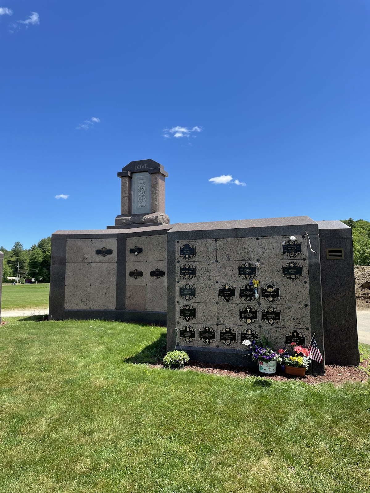Worcester County Memorial Park cemetery grounds and headstones