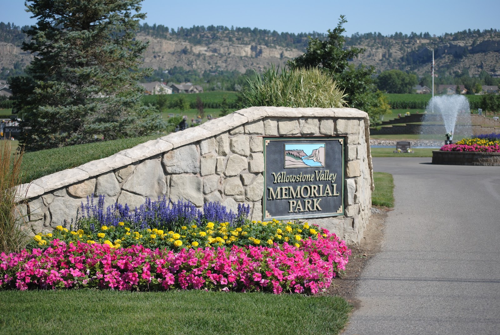 Yellowstone Valley Memorial Park cemetery grounds and headstones