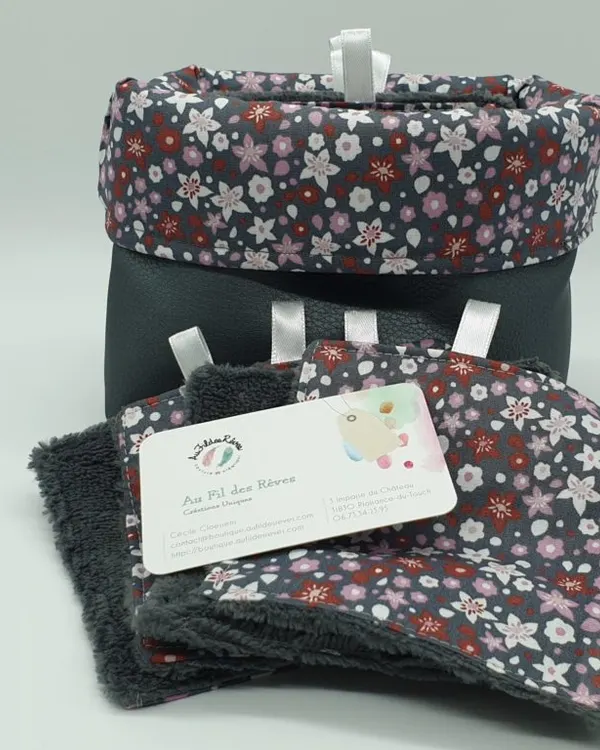 Lingettes lavables « Flowers » avec panière