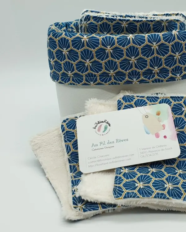 Lingettes lavables « Turquoise » avec panière