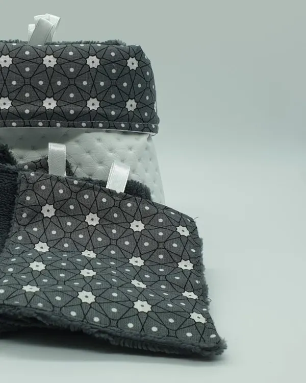 Lingettes lavables « Grey » avec panière