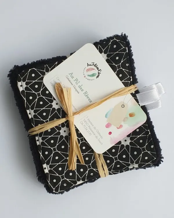 Lot de 8 lingettes lavables « Onyx »