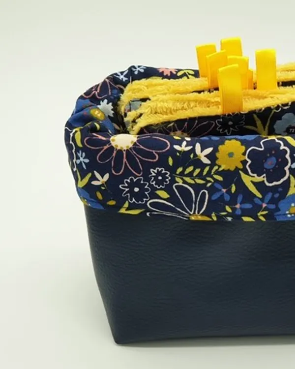 Lingettes lavables « Printemps bleu » avec panière