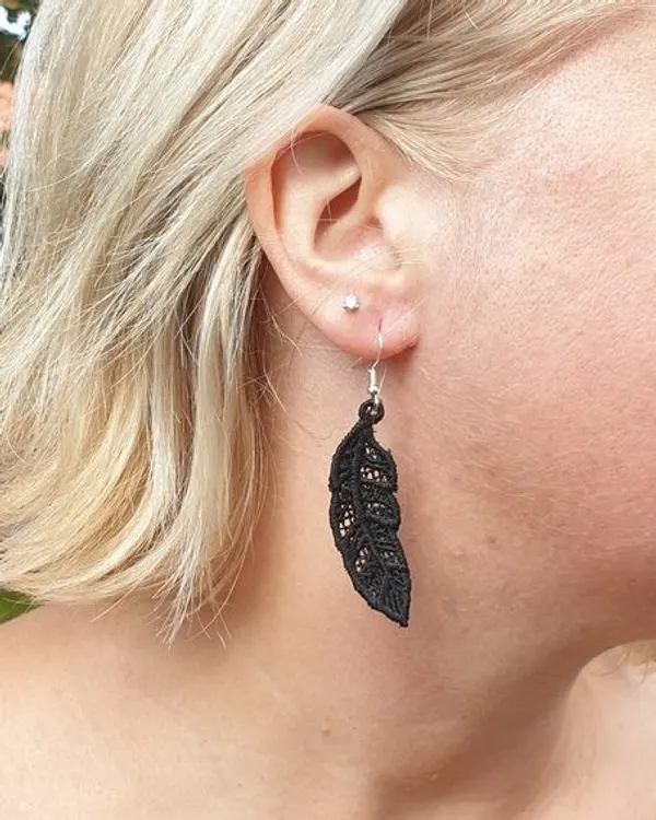 Boucles d’oreilles Plume Noire