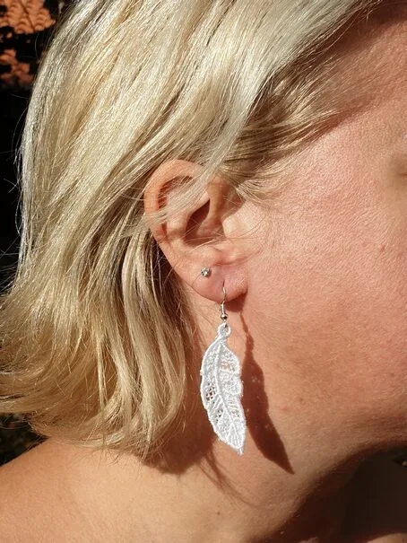Boucles d’oreilles Plume Blanche