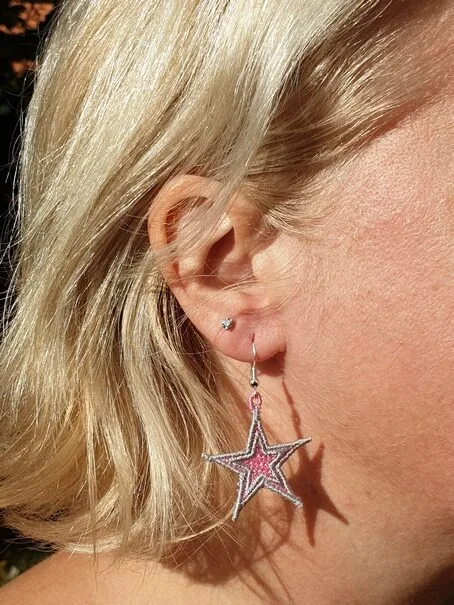 Boucles d’oreilles Etoile Gris_Rose