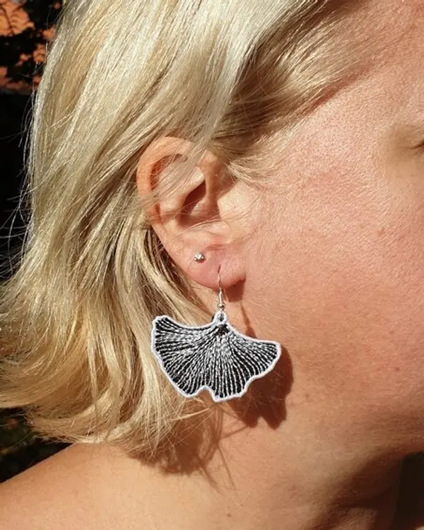Boucles d’oreilles Ginkgo Noir