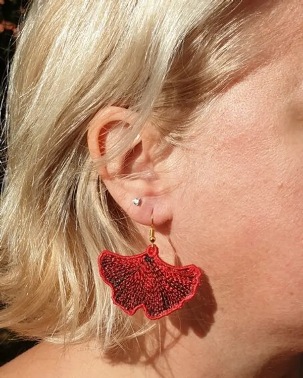 Boucles d’oreilles Ginkgo Rouge