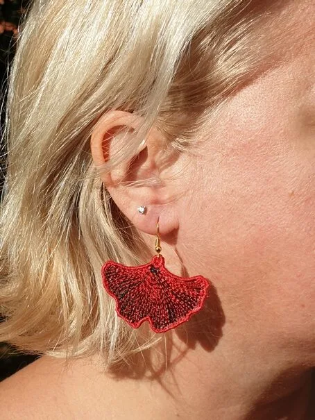 Boucles d’oreilles Ginkgo Rouge