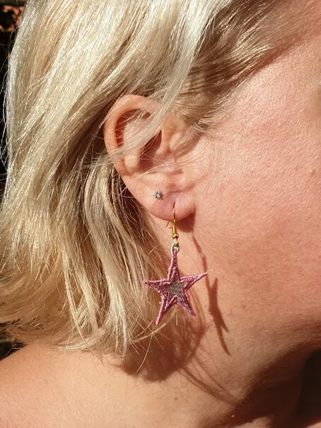 Boucles d’oreilles Etoile Rose_Grise