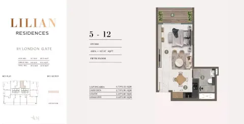 Floor plan, Studio, 427 sq ft