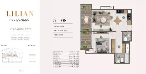 Floor plan, 1 Bed, 739 sq ft
