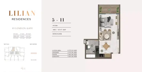 Floor plan, Studio, 427 sq ft