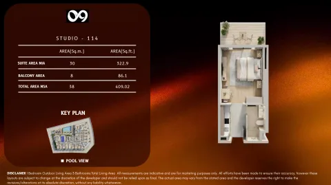 Floor plan, Studio, 409 sq ft