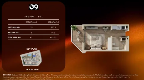 Floor plan, Studio, 441 sq ft