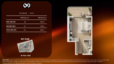 Floor plan, Studio, 484 sq ft