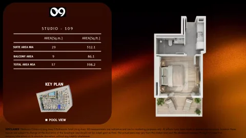 Floor plan, Studio, 398 sq ft