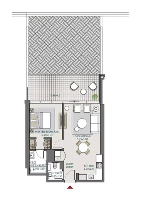 Floor plan, 1 Bed, 1,378 sq ft