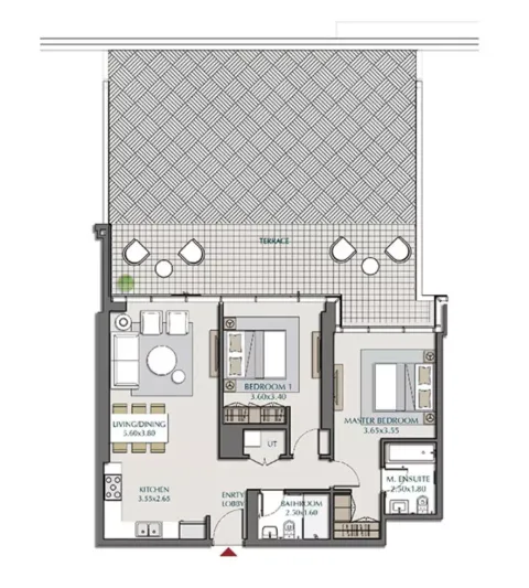 Floor plan, 2 Beds, 2,014 sq ft