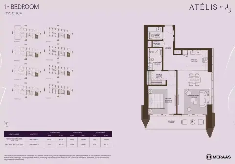 Floor plan, 1 Bed, 992 sq ft