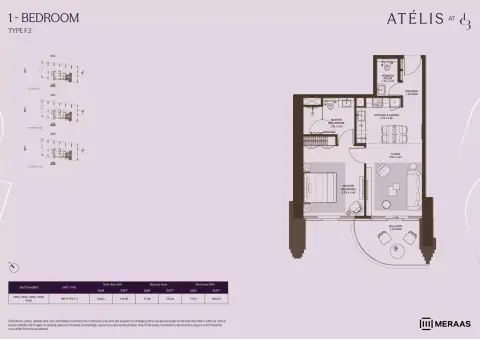 Floor plan, 1 Bed, 838 sq ft