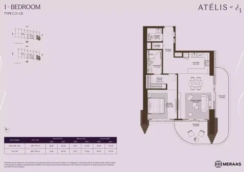Floor plan, 1 Bed, 1,129 sq ft