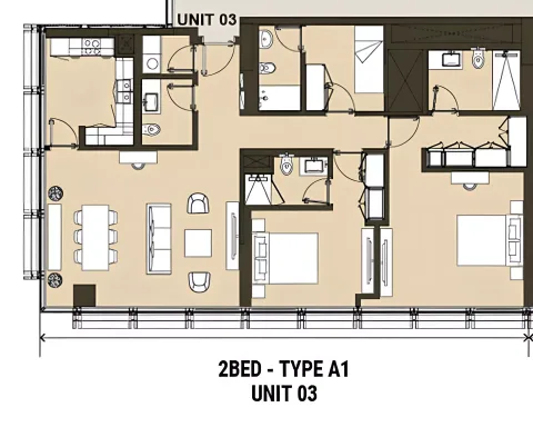 Floor plan, 2 Beds, 1,235 sq ft