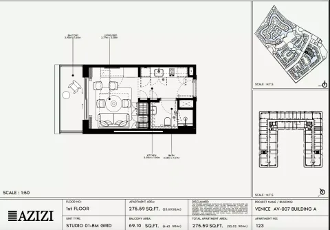 Floor plan, Studio, 275 sq ft