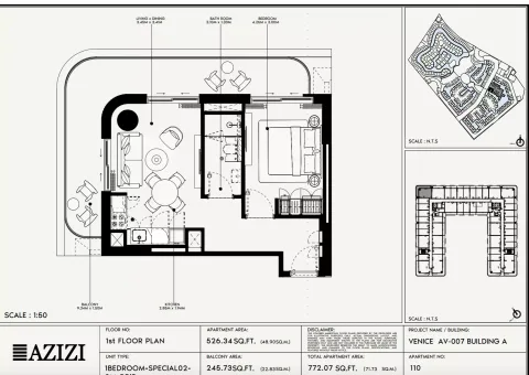 Floor plan, 1 Bed, 772 sq ft