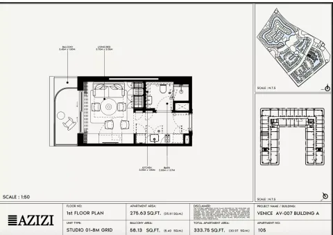 Floor plan, Studio, 333 sq ft