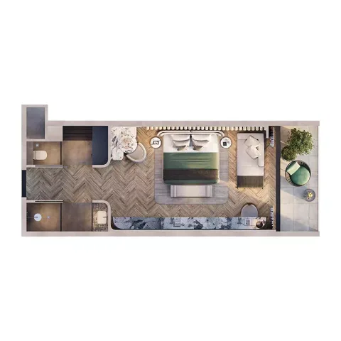 Floor plan, 1 Bed, 1,290 sq ft