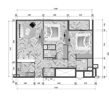 Floor plan, 2 Beds, 923 sq ft