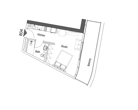 Floor plan, Studio, 553 sq ft