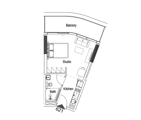 Floor plan, Studio, 530 sq ft
