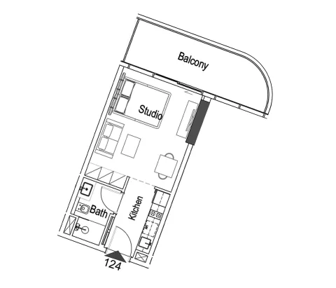 Floor plan, Studio, 482 sq ft