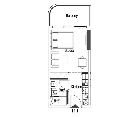 Floor plan, Studio, 430 sq ft